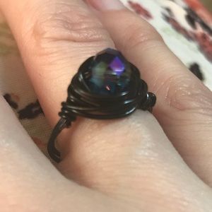 Size 6 iridescent wire wrapped ring